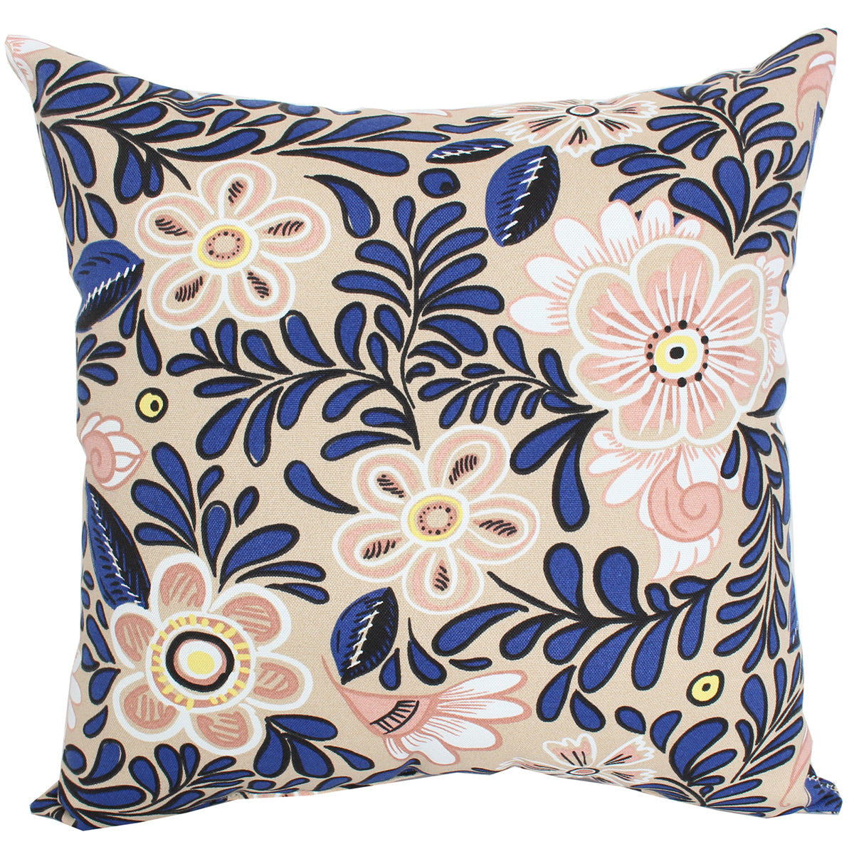 Outdoor Pillow 16" Square Floral Talavera
