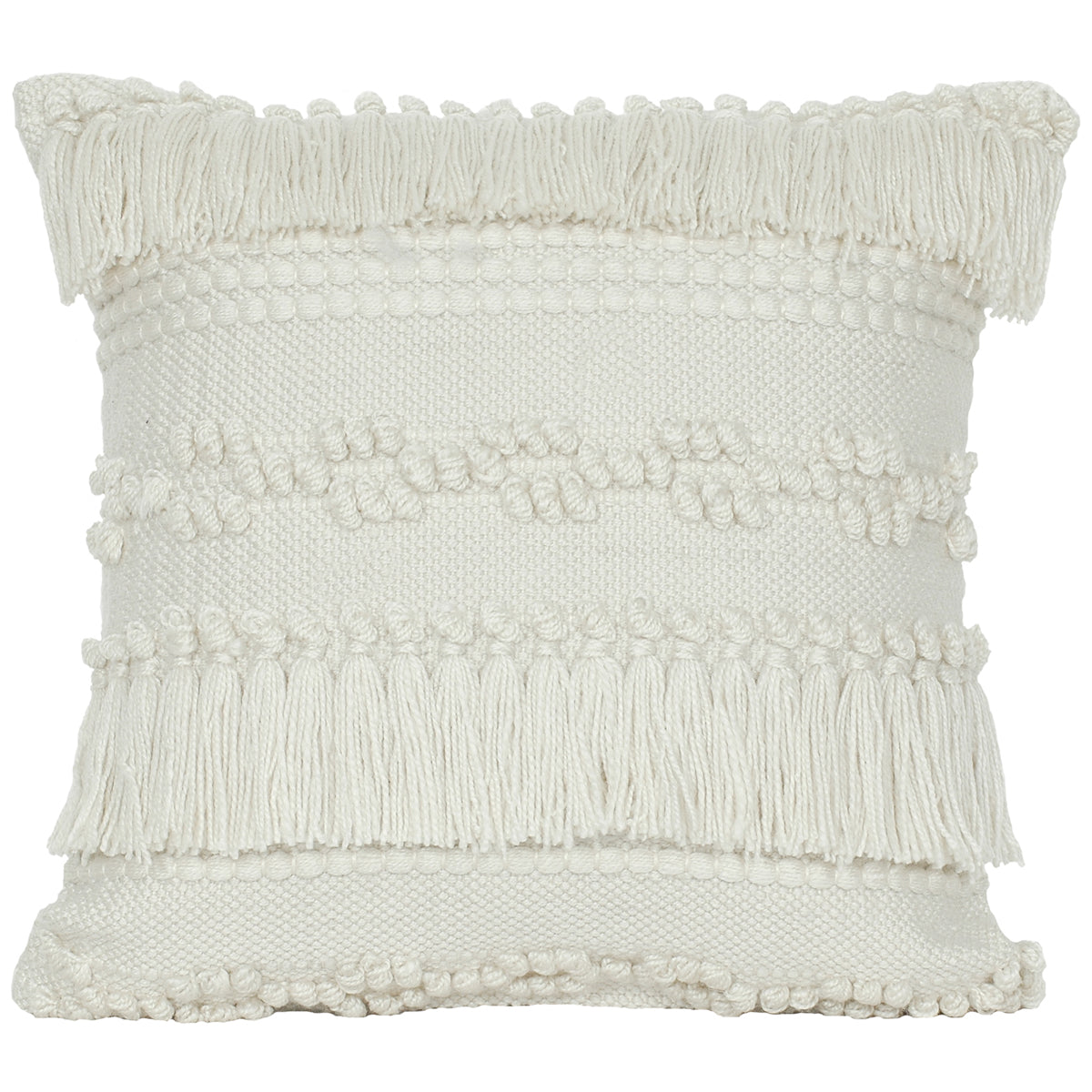 Outdoor Pillow 18" Square Natural With Fringe
