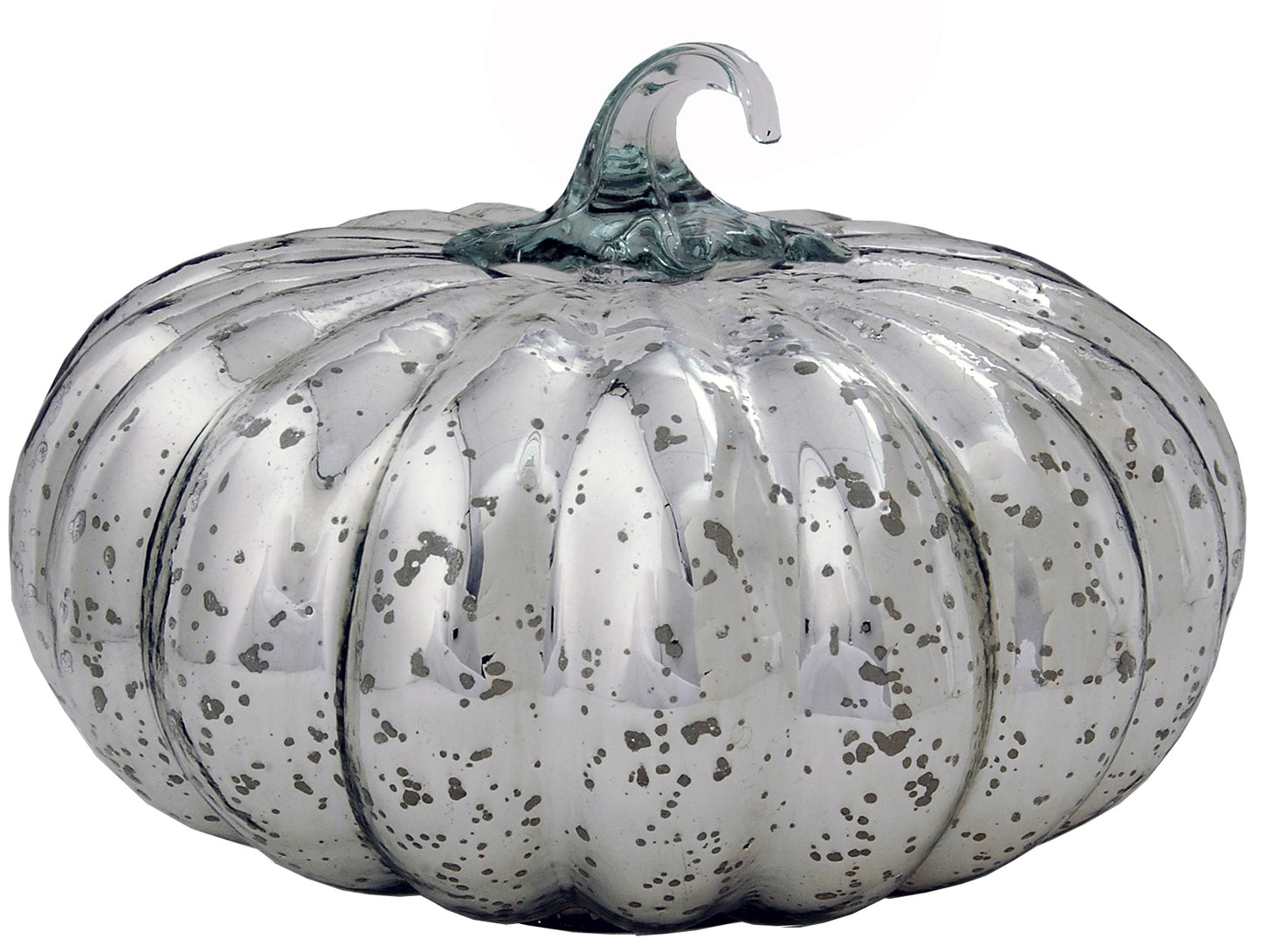 Pumpkin 12"W x 9"H Mercury Glass Silver