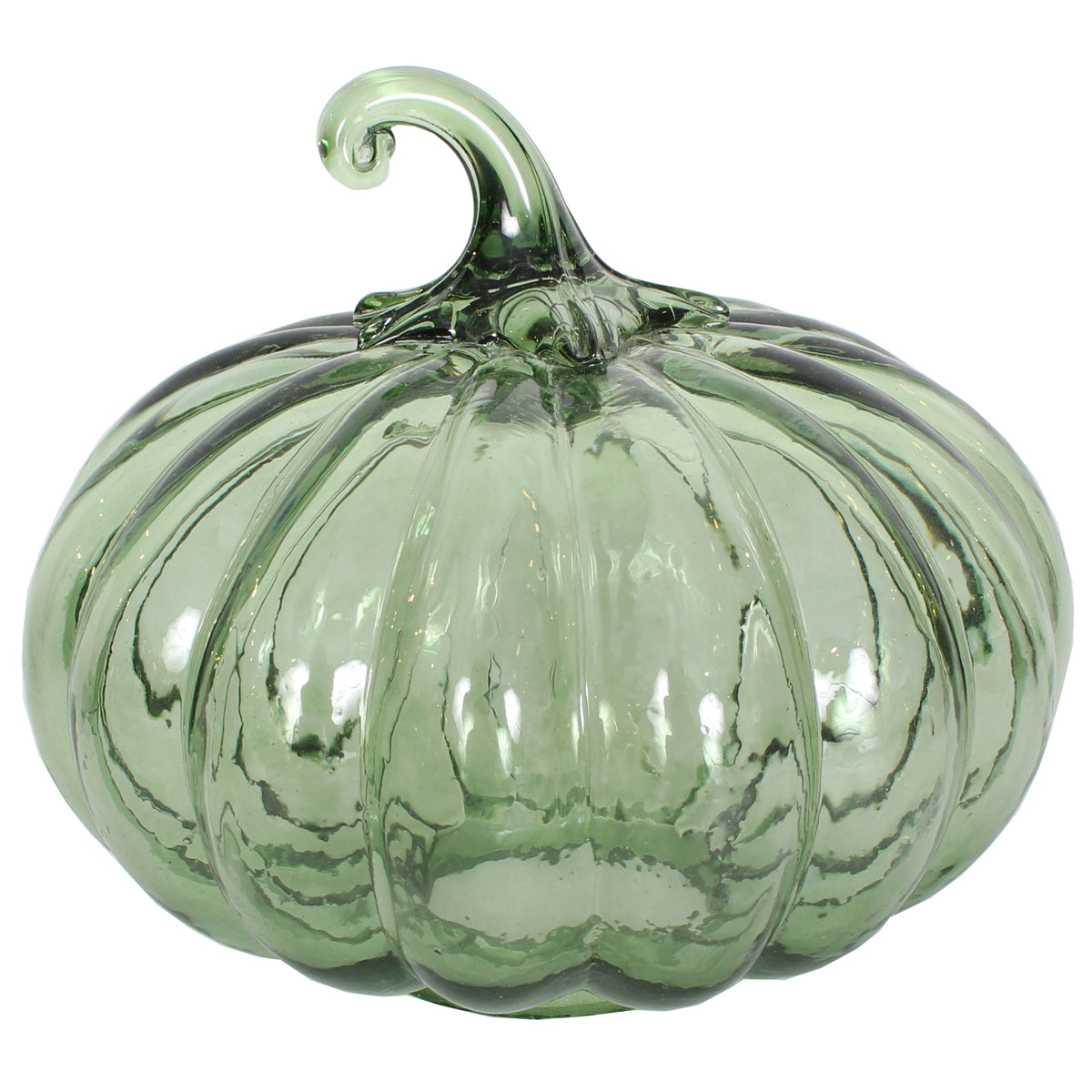 Pumpkin 7.5" X 7"H Glass Olive