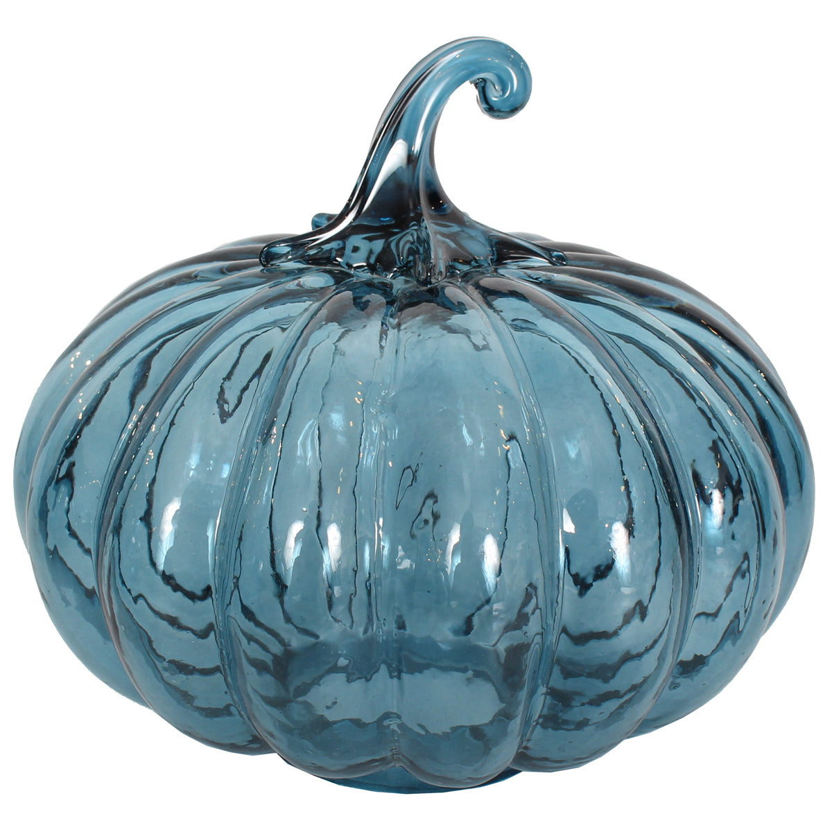 Pumpkin 7.5" X 7"H Glass Indigo