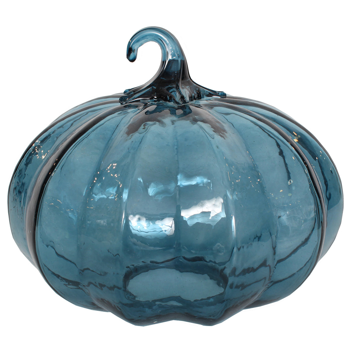 Pumpkin 9" X 8"H Glass Indigo