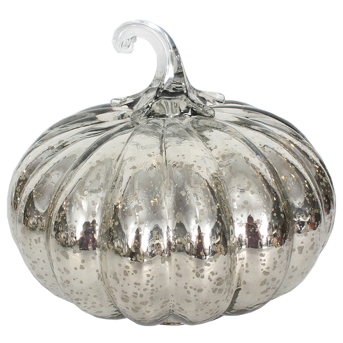 Pumpkin 7.5" X 7"H Glass Silver