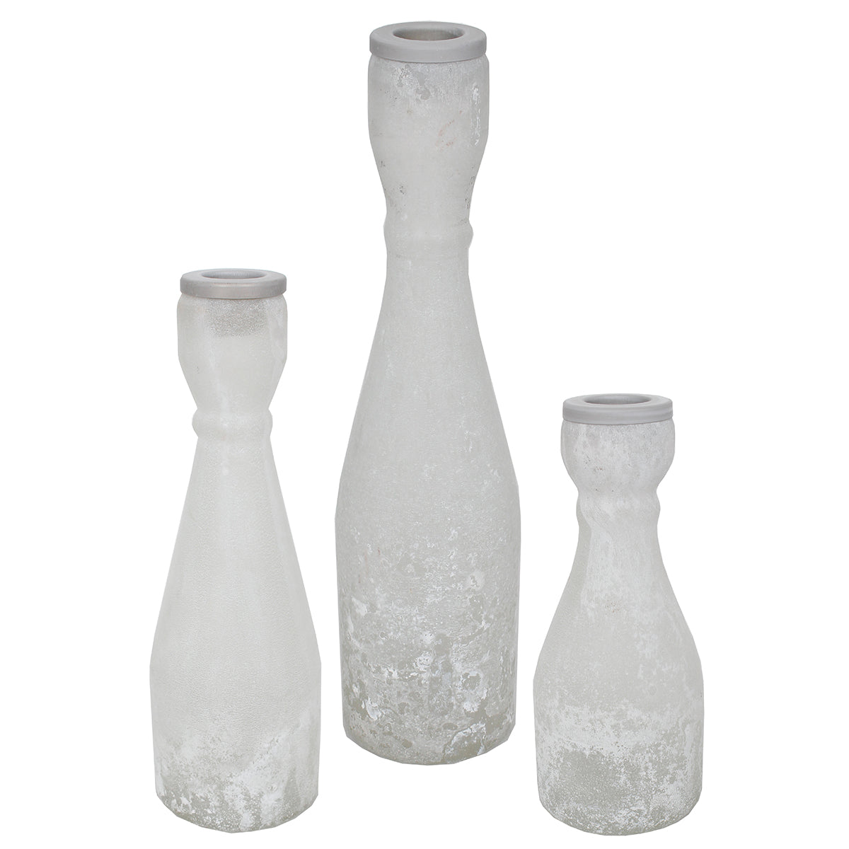 Candle Holder Set/3 Pieces 6", 8" & 10" Taper Glass White