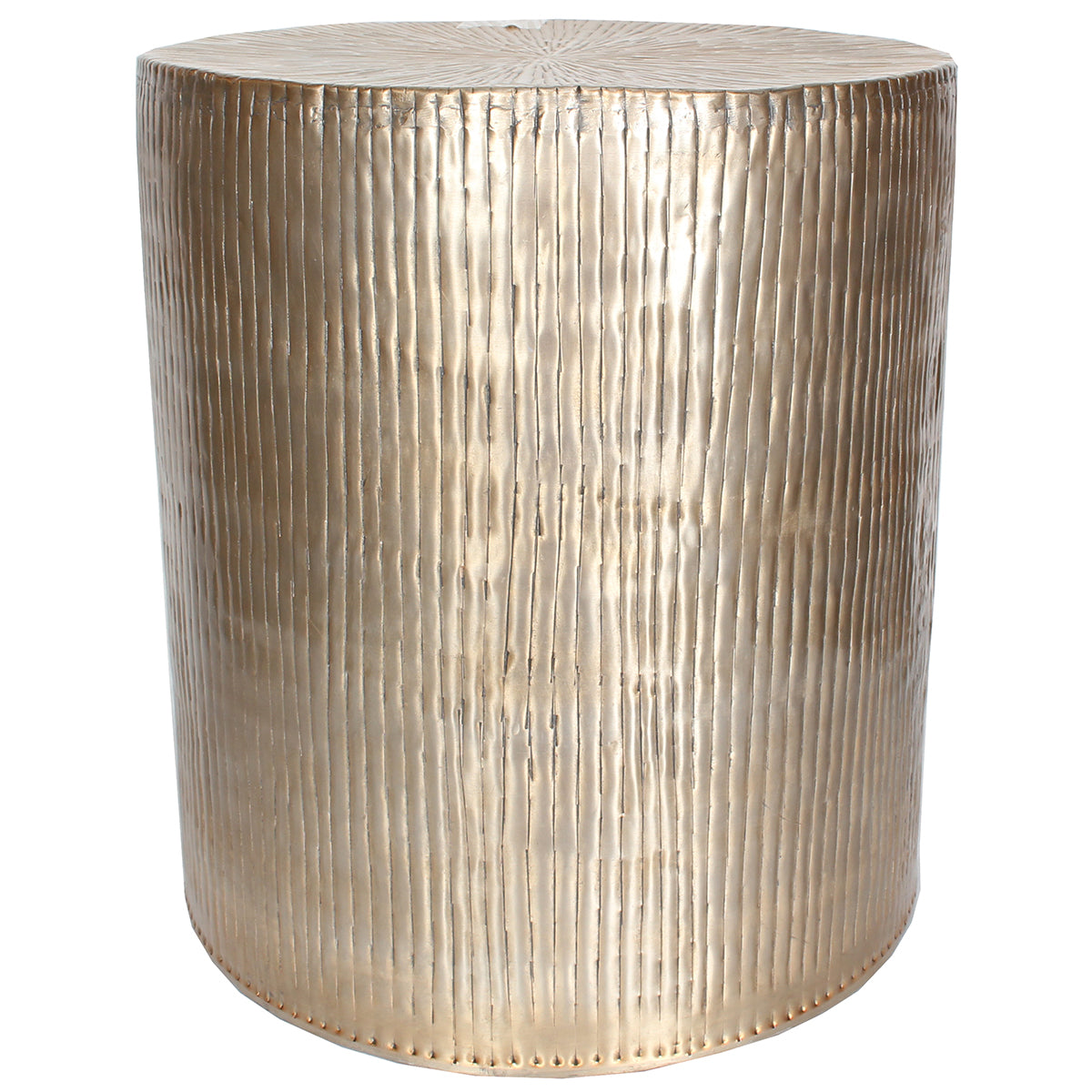 Aluminum Table/Stool Ribbed 16" x 18" Gold