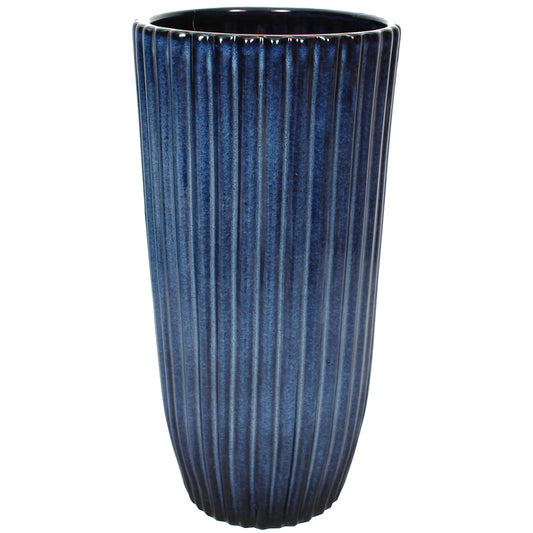 Vase Ceramic 12"H Indigo Matte