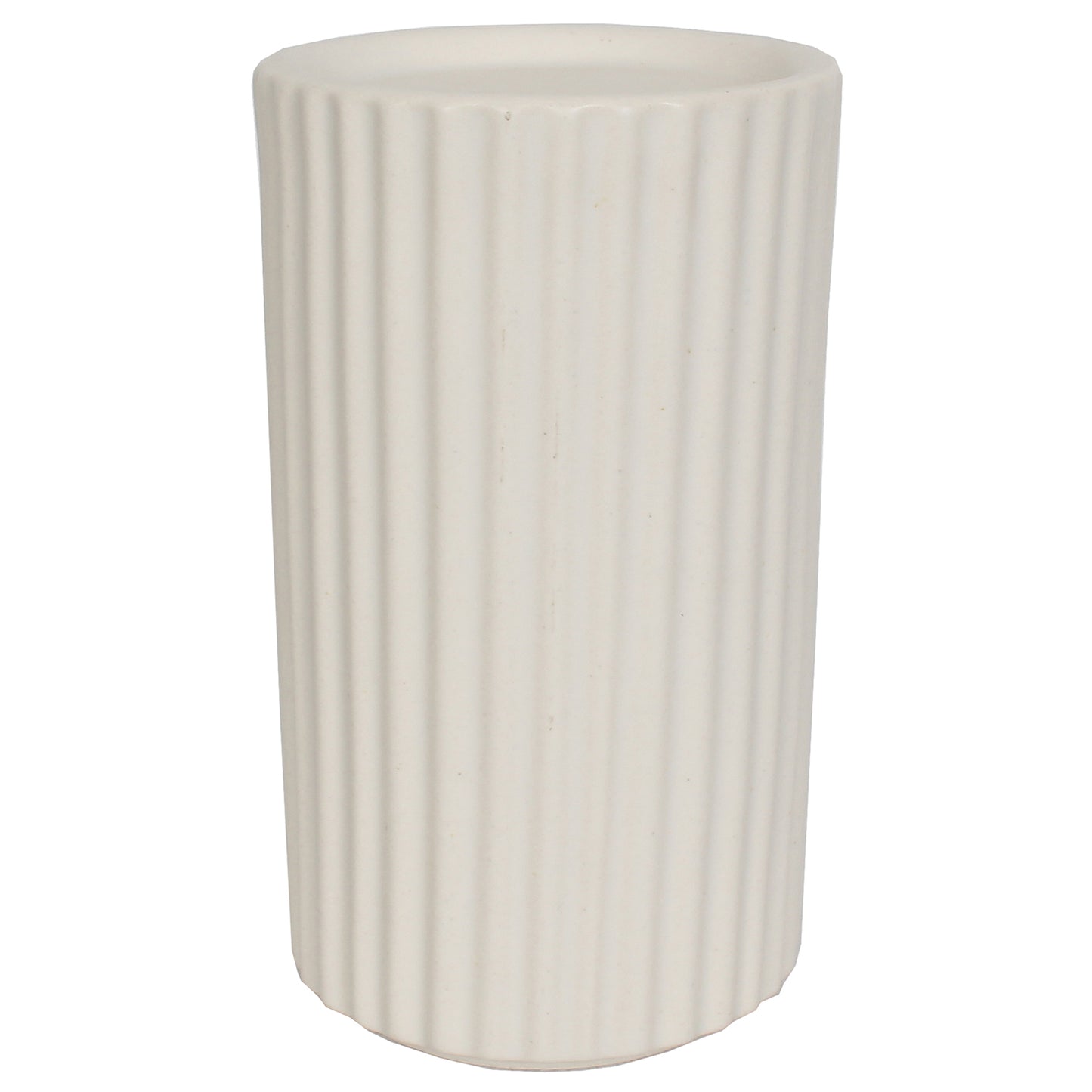Candle Holder Pillar Ceramic 4"Wx6"H Ivory Matte