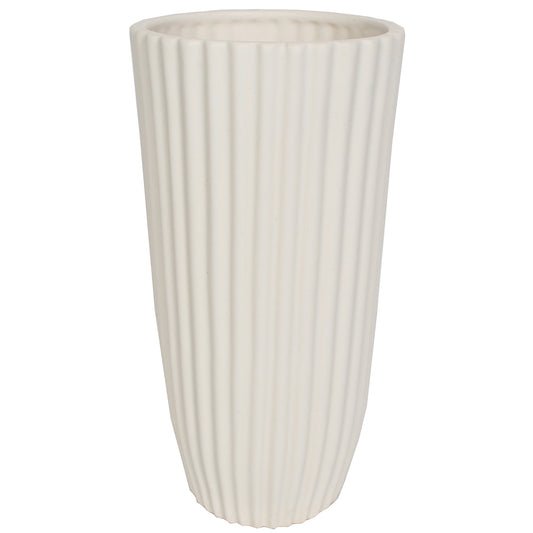 Vase Stoneware 12"H Ivory Matte