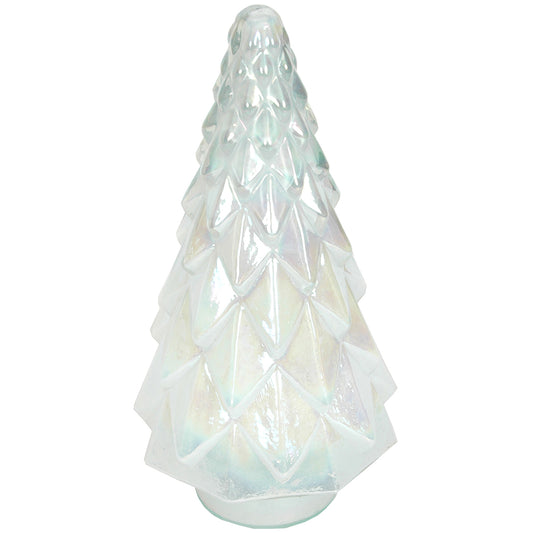 Xmas Tree Faceted 4"W X 8"H Pearl White