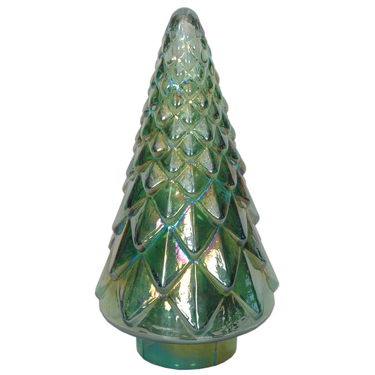 Xmas Tree Faceted 4"W X 8"H Green Ombre Luster