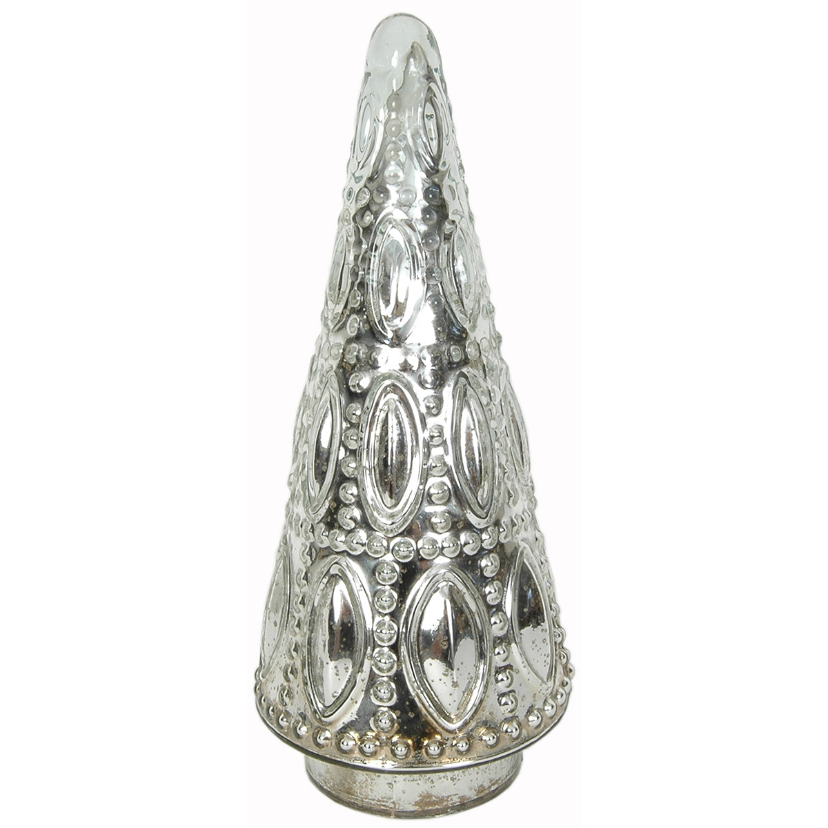 Xmas Tree Beaded 3.5"W X 8"H Mercury Silver