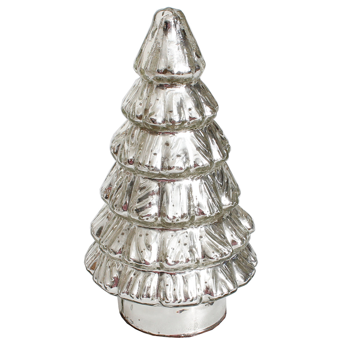 Xmas Tree Ribbed 4"W X 8"H Mercury Silver