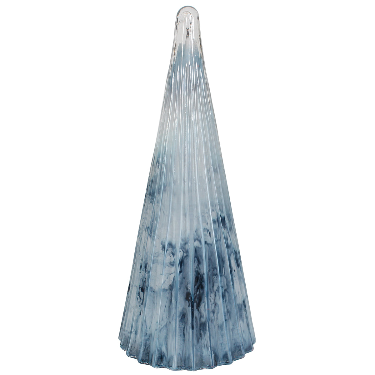 Xmas Tree Ribbed 7"W X 18"H Blue Marbleized
