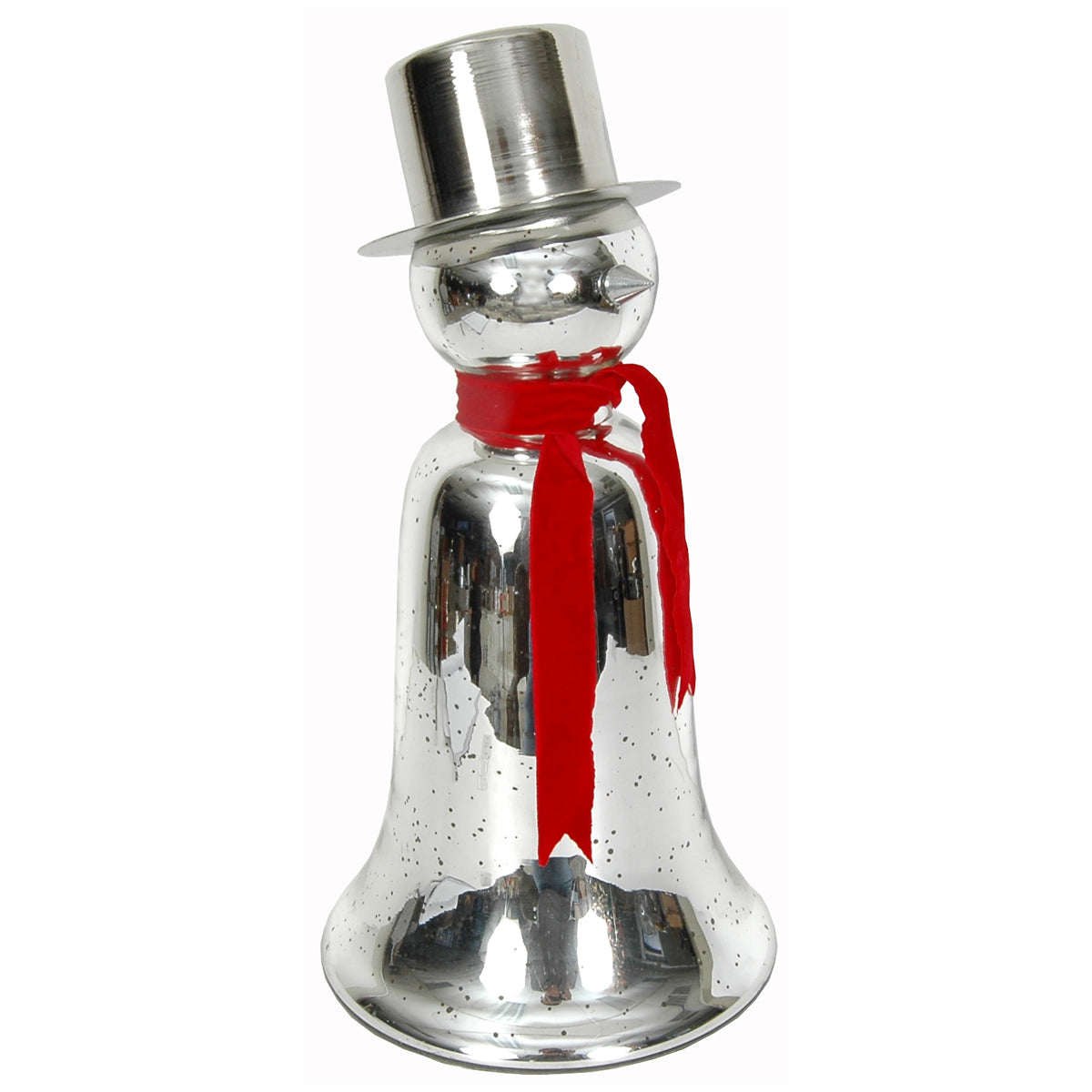 Snowman Bell 17"H x 9"W Mercury Silver
