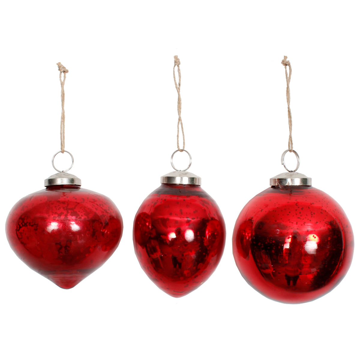 Ornament 3.5" Mercury Glass Red Glass