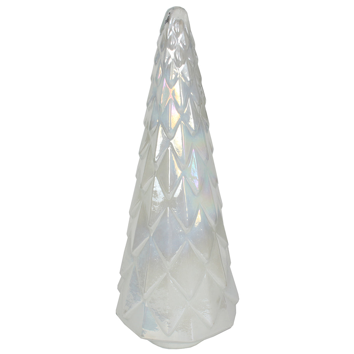 Xmas Tree Faceted 7"W X 18"H Pearl White