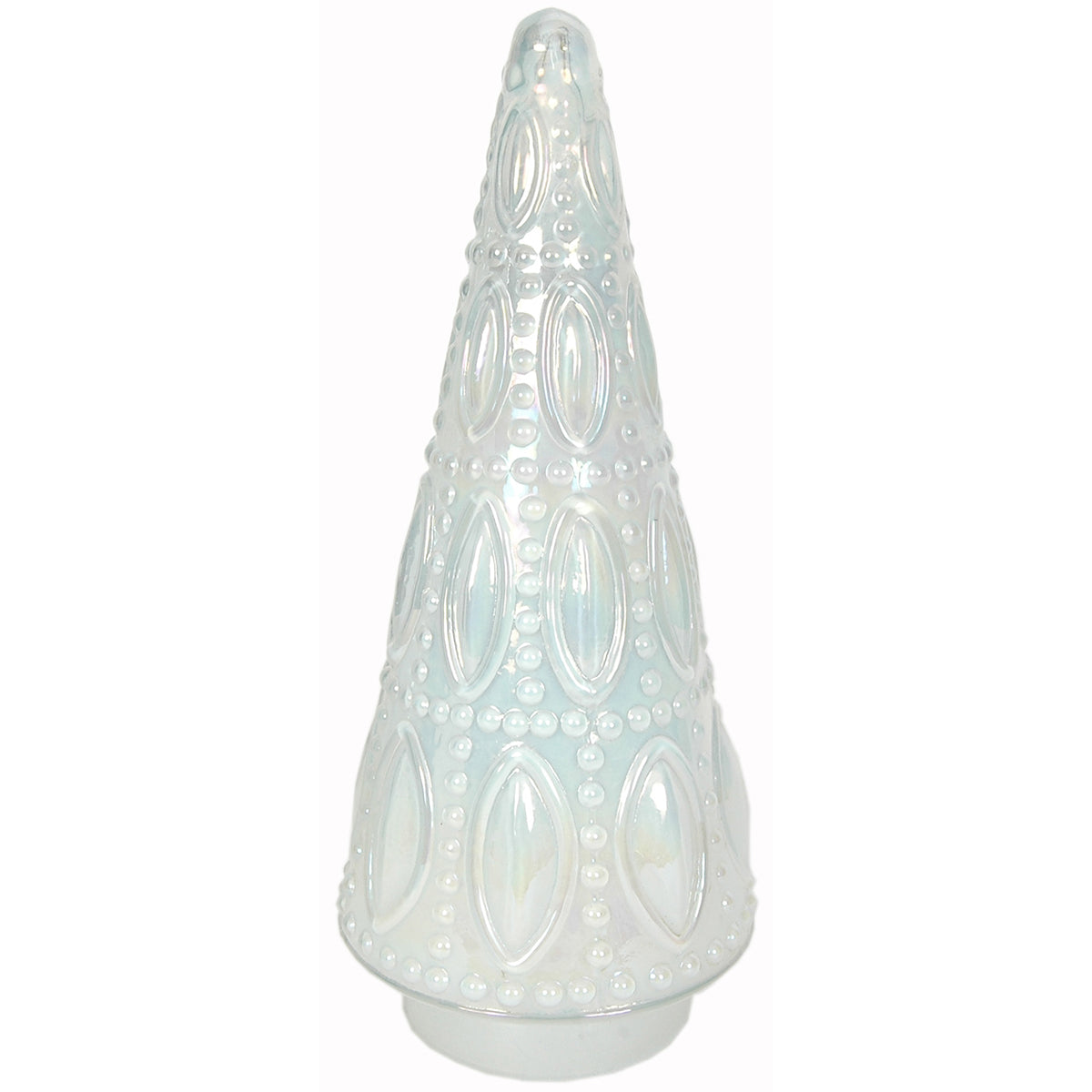 Christmas Tree Beaded 5"W x 12" H - White Glass