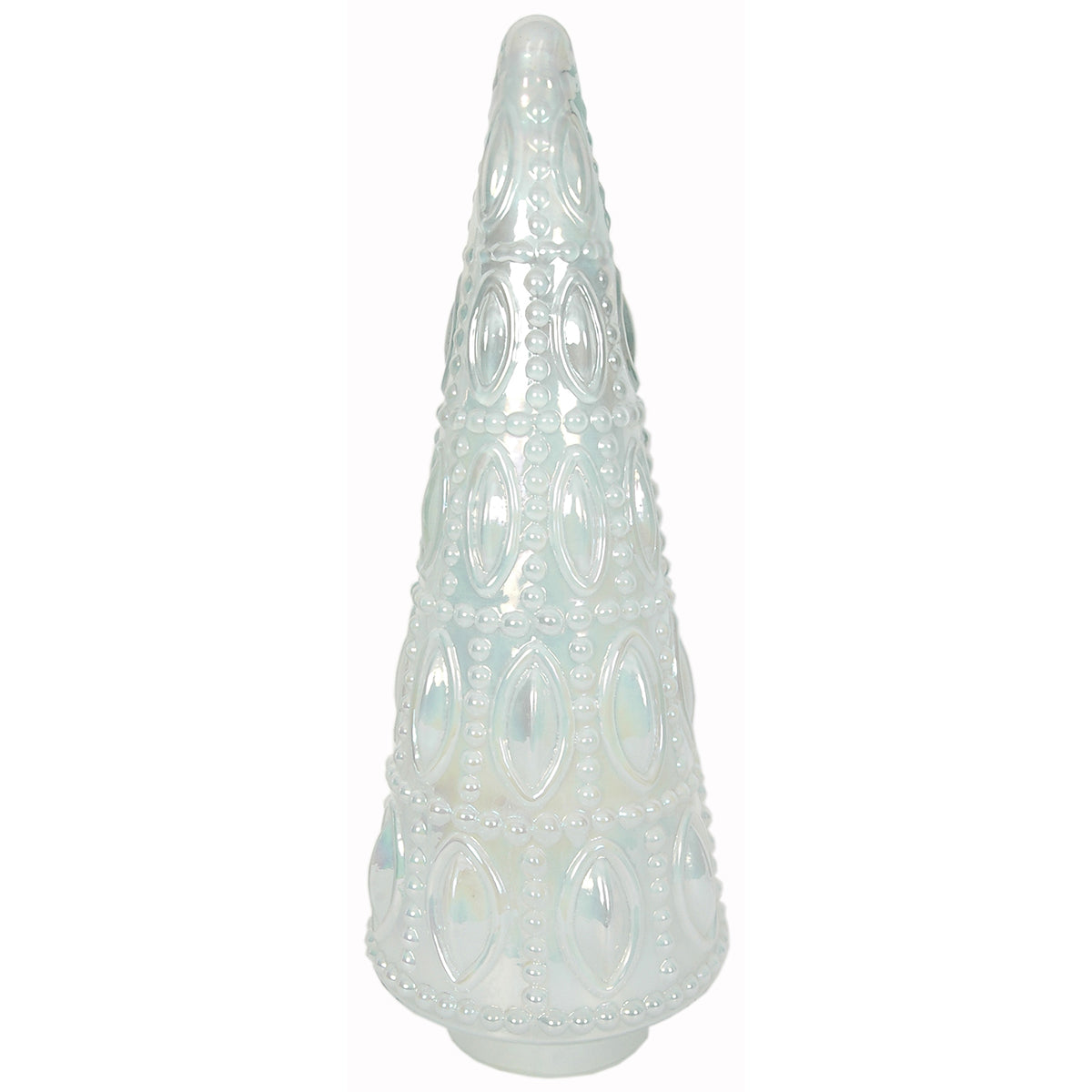 Christmas Tree Beaded 7"W x 18" H - White Glass