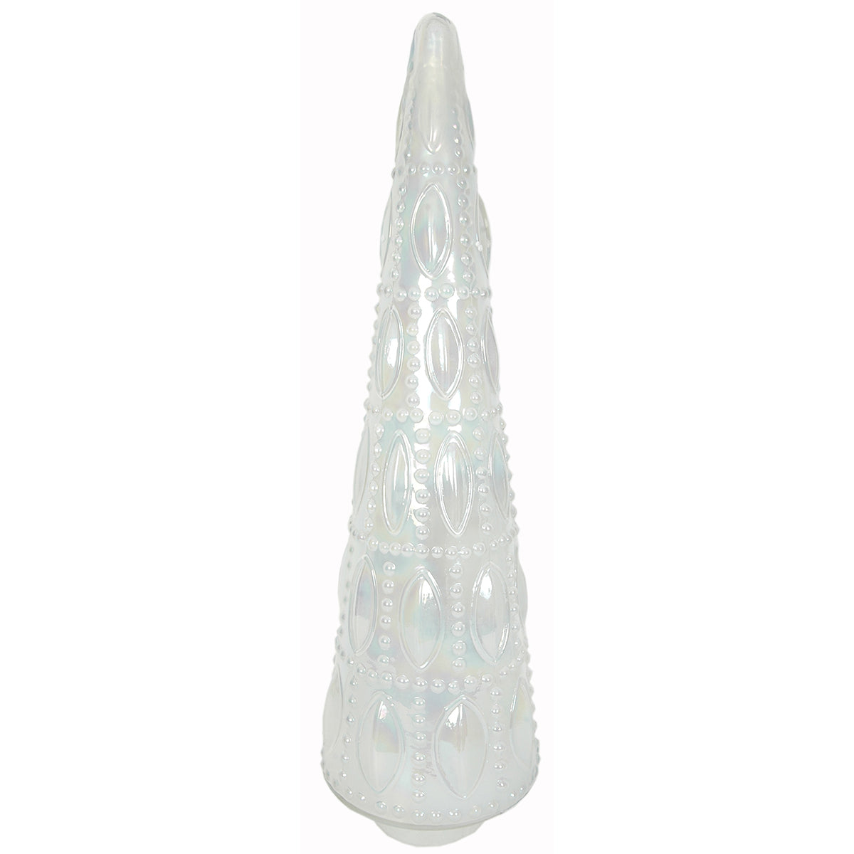 Christmas Tree Beaded 7"W x 24" H - White Glass