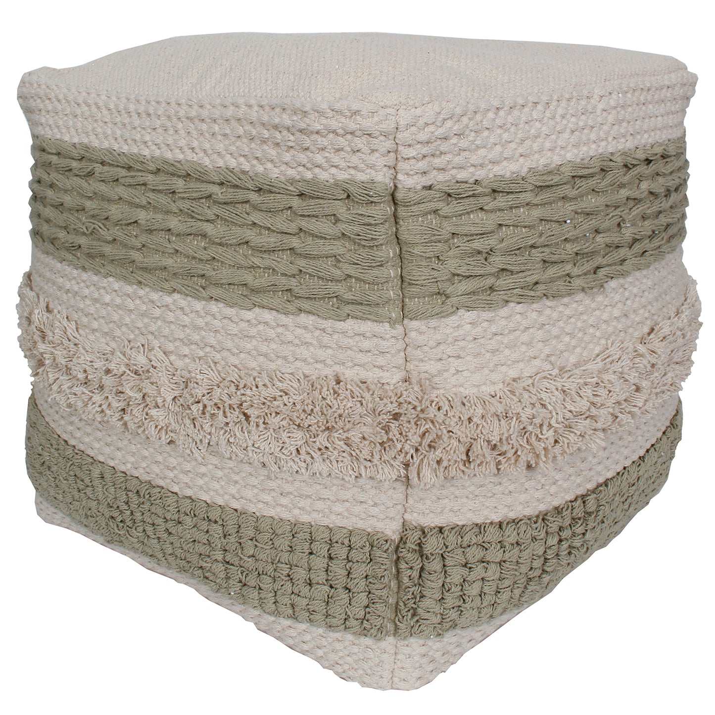 Pouf 18"x18"x18" Fringe Evergreen