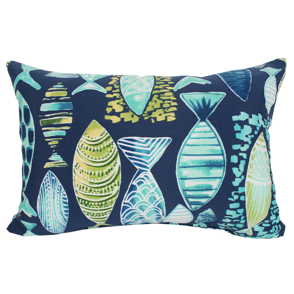 Outdoor Pillow 18" X 12" Hooked Lagoon