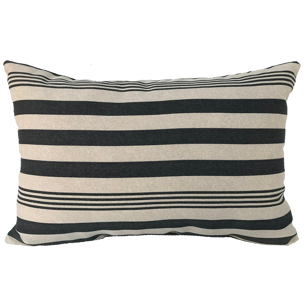 Outdoor Pillow 18" X 12" Gaston Stripe Black