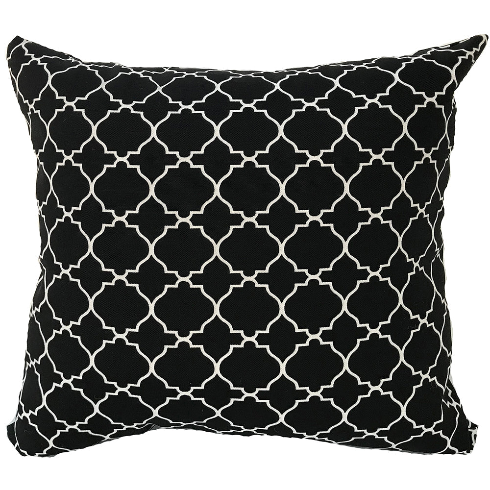 Outdoor Pillow 16" Moroccan Lattice Black