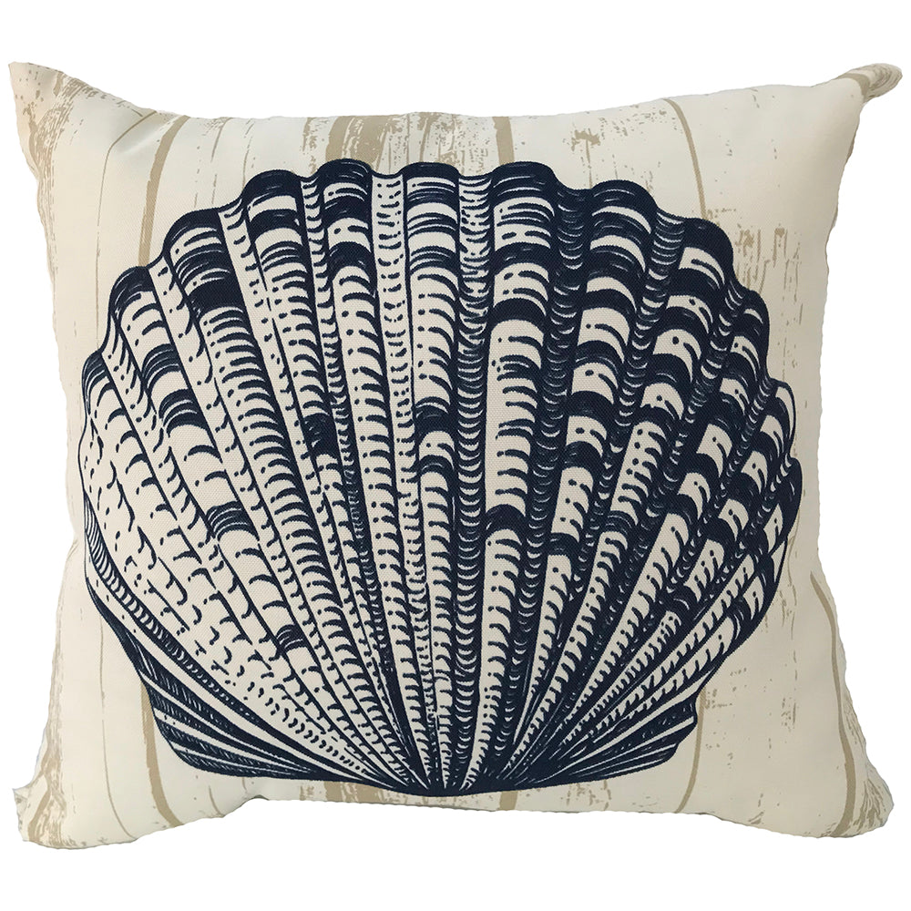 OUTDOOR PILLOW 16" SEA SHELL NAVY