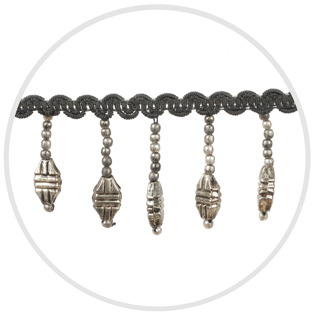 Beaded Metal Trim Antique Silver