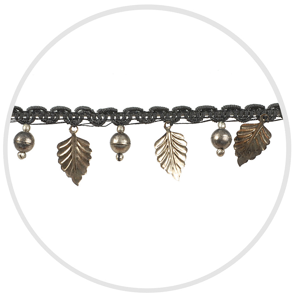 Beaded Metal Trim Antique Silver