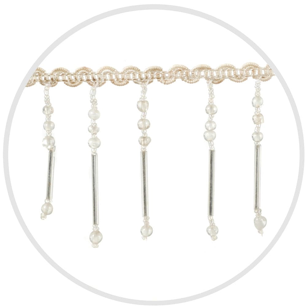 Beaded Glass Trim White Crystal