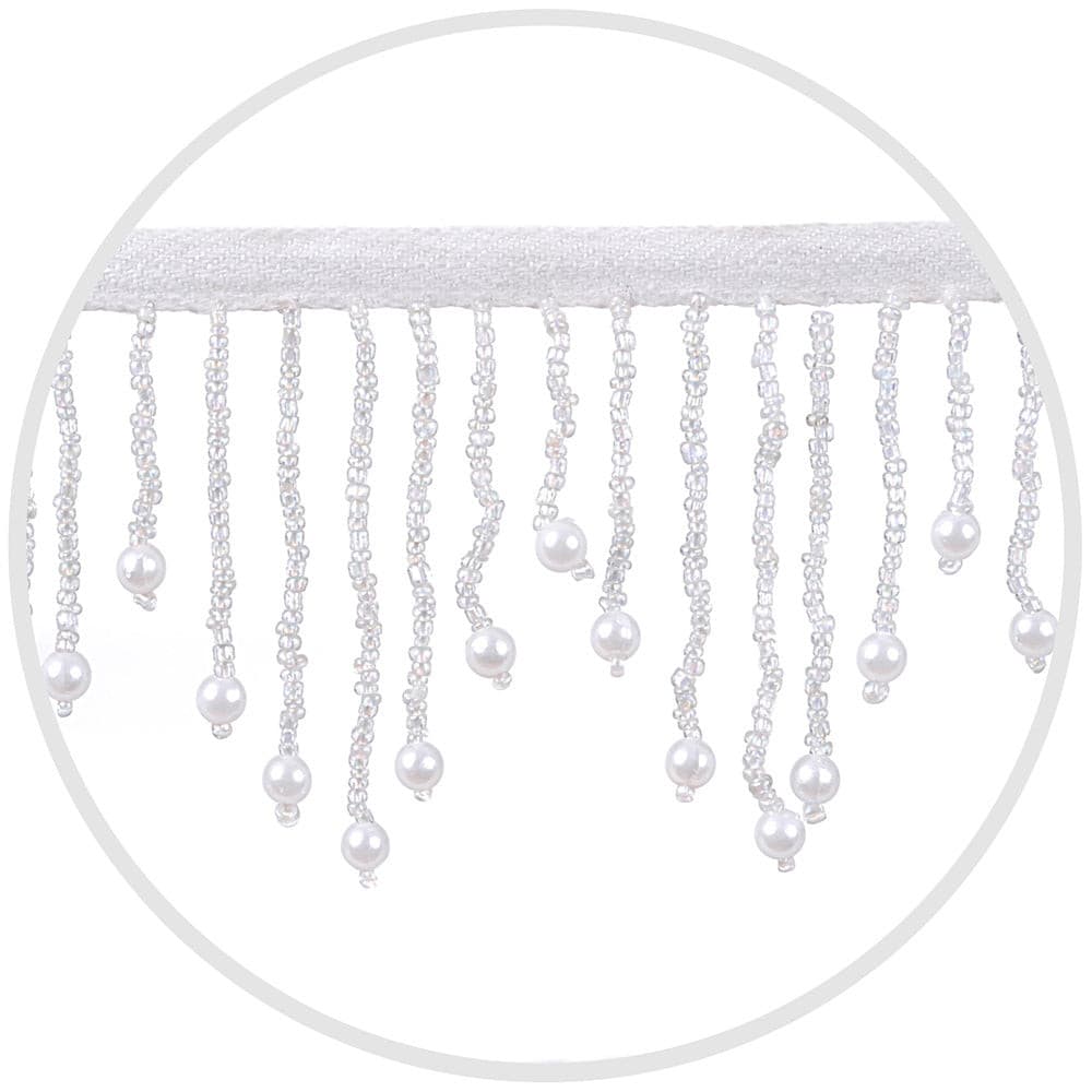 Beaded Glass Trim White Pearl