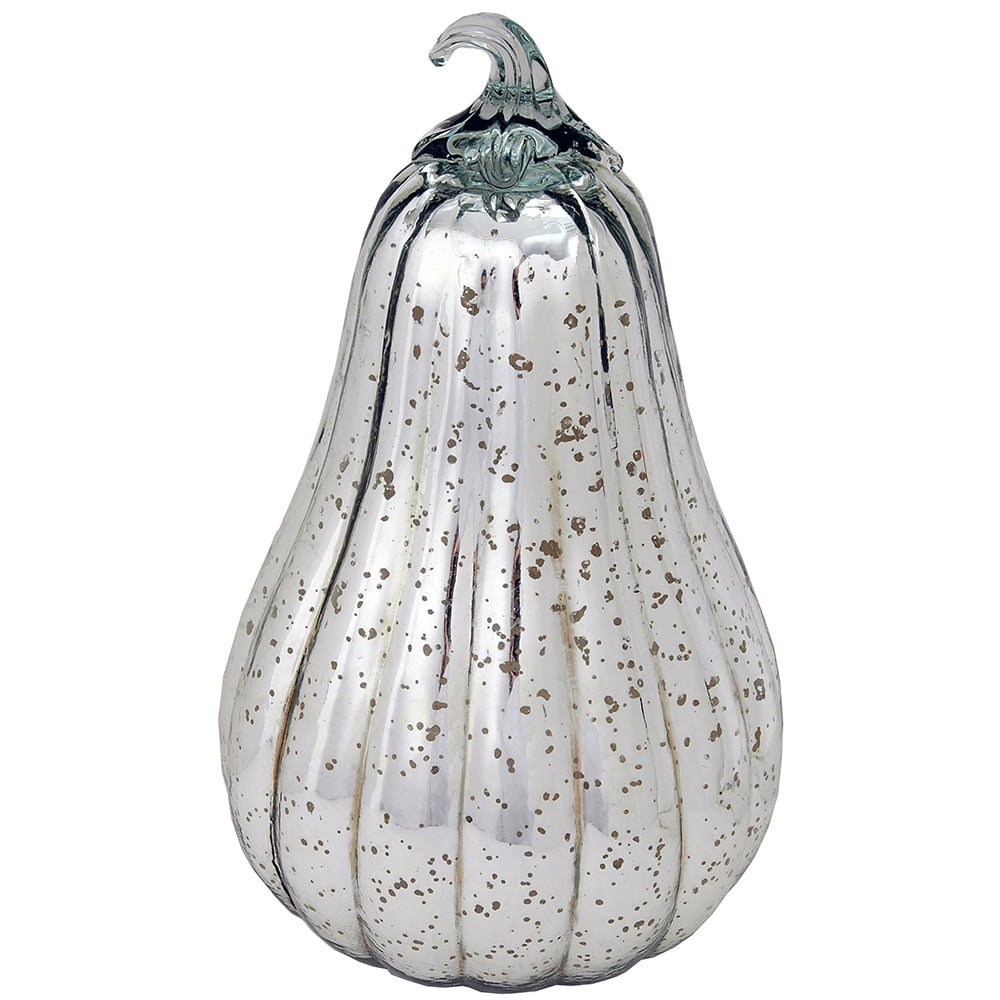 Gourd 8"W x 15"H Mercury Glass Silver