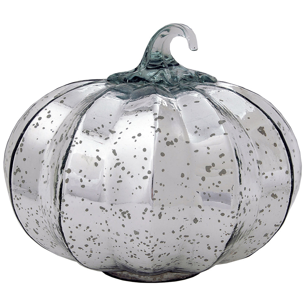 Pumpkin 8"W x 6"H Mercury Glass Silver