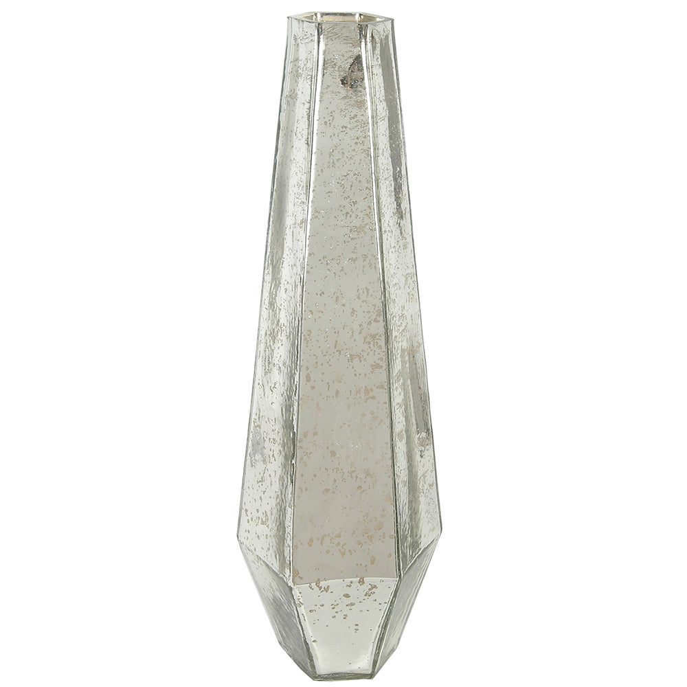 Vase 24"H x 7"W Mercury Glass Silver