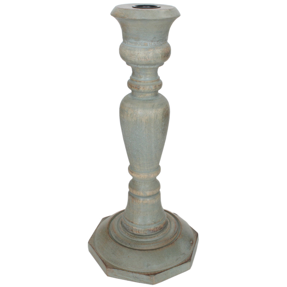Candle Holder Wood Taper 12"H Sage .