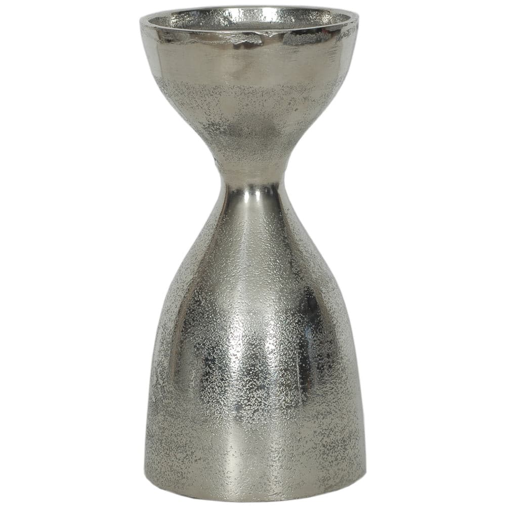 Candle Holder Aluminum Pillar 8"H Silver