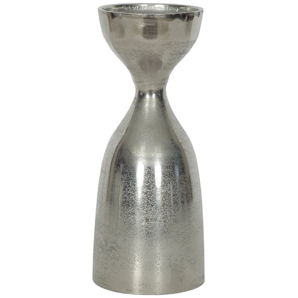 Candle Holder Aluminum Pillar 10"H Silver .