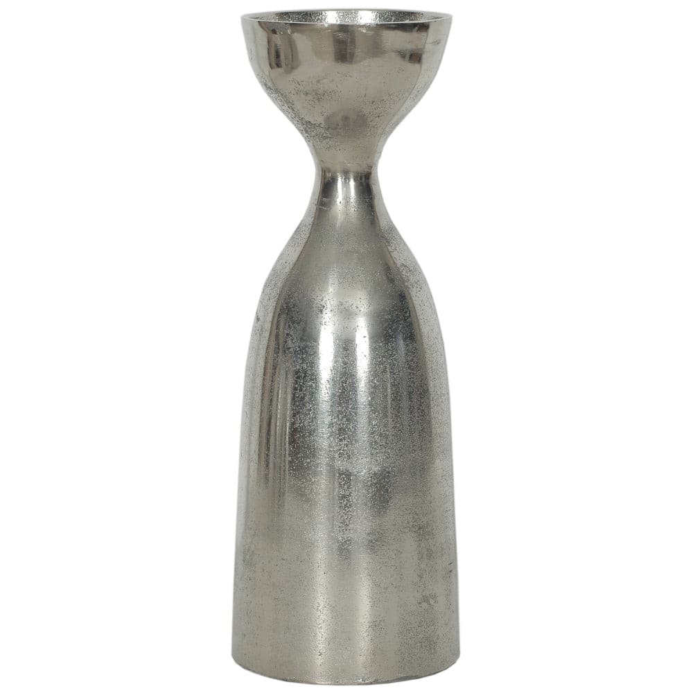 Candle Holder Aluminum Pillar 12"H Silver .
