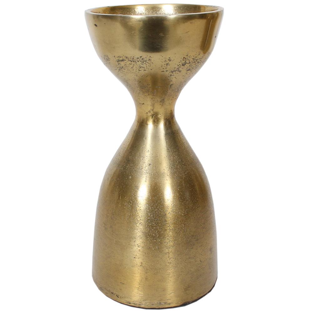 Candle Holder Aluminum Pillar 8"H Gold