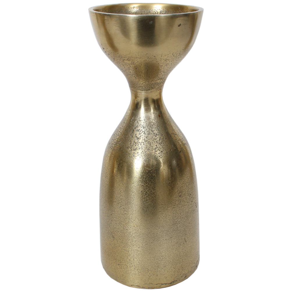 Candle Holder Aluminum Pillar 10"H Gold