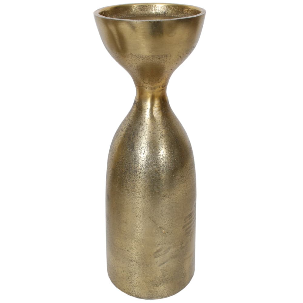 Candle Holder Aluminum Pillar 12"H Gold