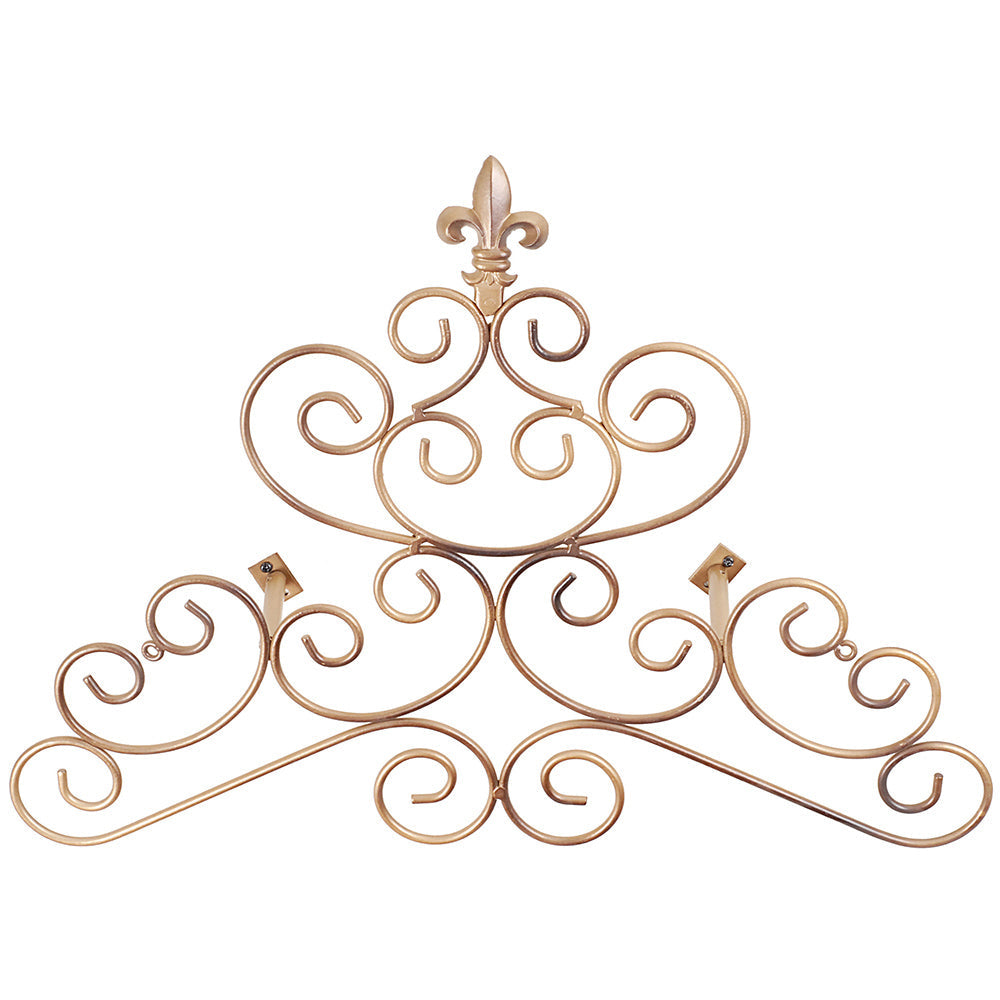 Swag Metal Fleur De Lis 24"Wx18"H Antique Gold