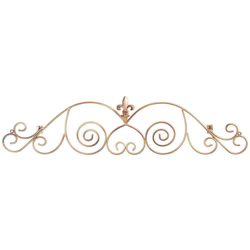 Swag Metal Fleur De Lis 35"W x 8"H Antique Gold