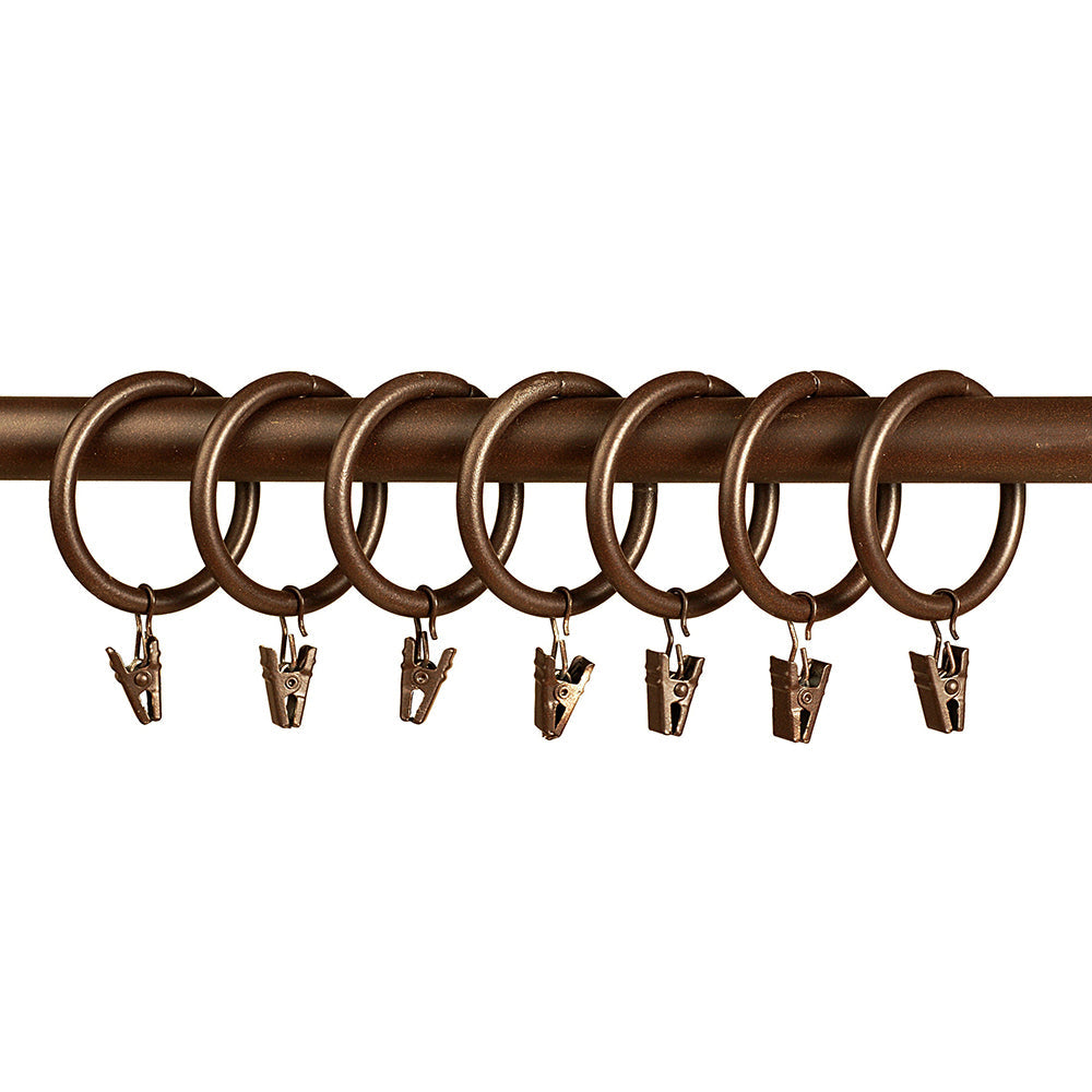 Rings with Clips Set of 7 Oil Rubbed for 1.25" Rod