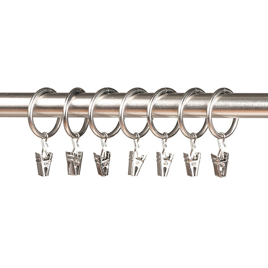 Rings with Clips Set of 7 Nickel for 3/4" Rod