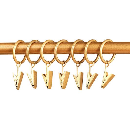 Rings with Clips Set of 7 Gold for 3/4" Rod