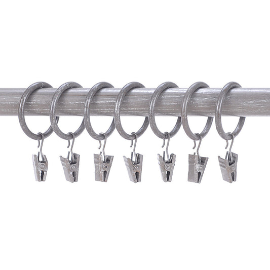 Rings with Clips Set of 7 Pewter for 3/4" Rod