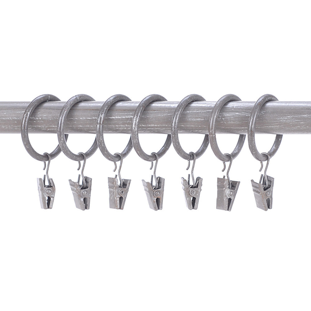 Rings with Clips Set of 7 Pewter for 3/4" Rod