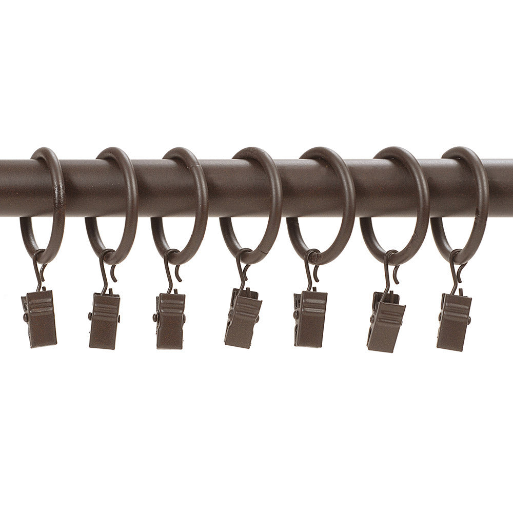Rings with Clips S/7 Oil Rubbed for 3/4" Rod